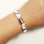 Fortune Jewel De-Stress Amethyst Blue Lace Agate Howlite Healing Bracelet