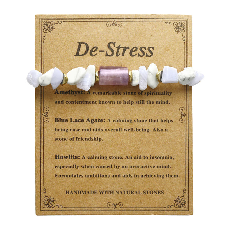 Fortune Jewel De-Stress Amethyst Blue Lace Agate Howlite Healing Bracelet