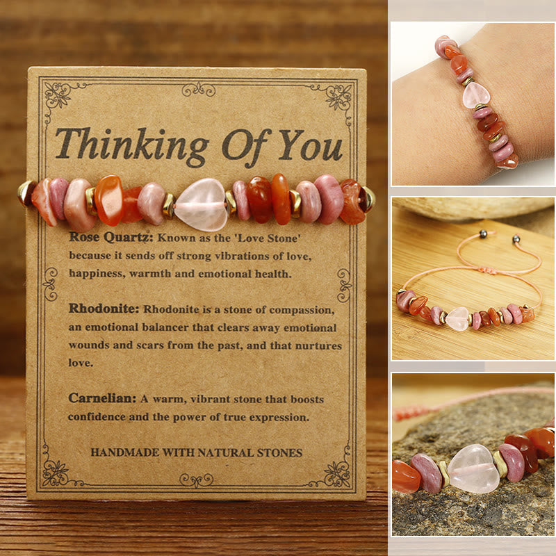 Fortune Jewel Thinking Of You Rose Quartz Rhodonite Carnelian Relationships Bracelet