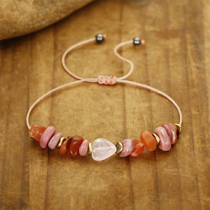 Fortune Jewel Thinking Of You Rose Quartz Rhodonite Carnelian Relationships Bracelet