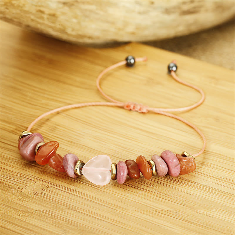 Fortune Jewel Thinking Of You Rose Quartz Rhodonite Carnelian Relationships Bracelet