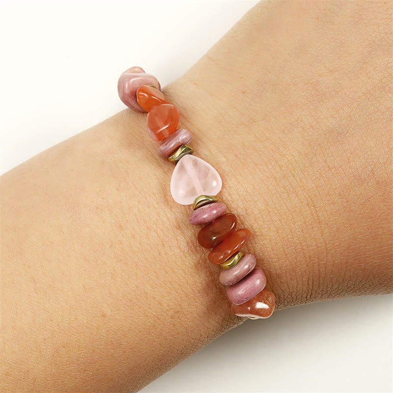 Fortune Jewel Thinking Of You Rose Quartz Rhodonite Carnelian Relationships Bracelet