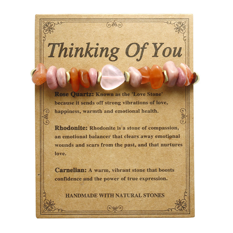 Fortune Jewel Thinking Of You Rose Quartz Rhodonite Carnelian Relationships Bracelet