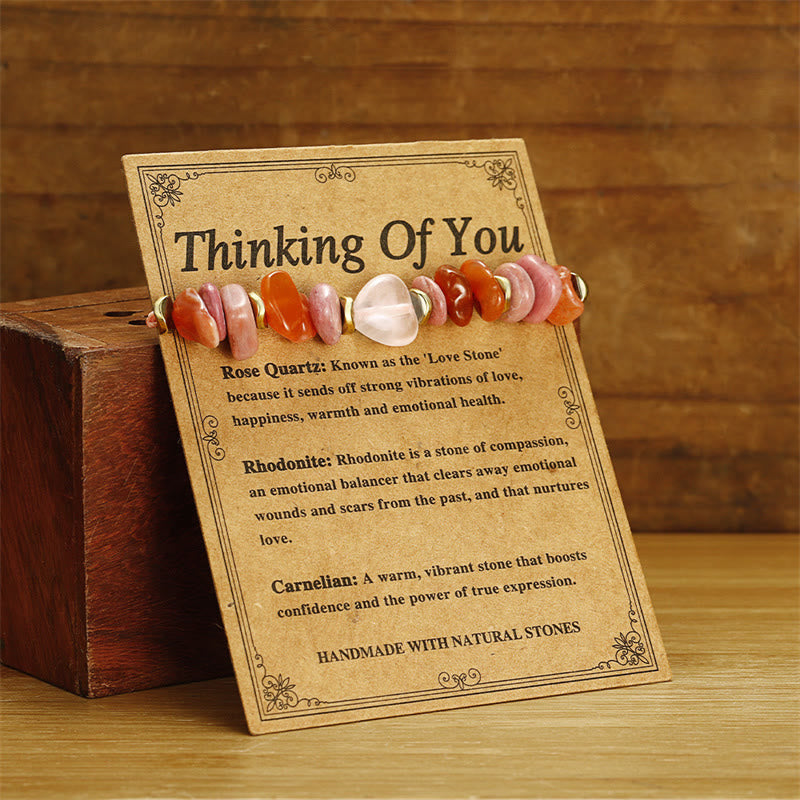 Fortune Jewel Thinking Of You Rose Quartz Rhodonite Carnelian Relationships Bracelet