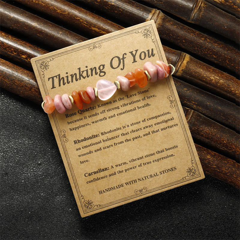 Fortune Jewel Thinking Of You Rose Quartz Rhodonite Carnelian Relationships Bracelet