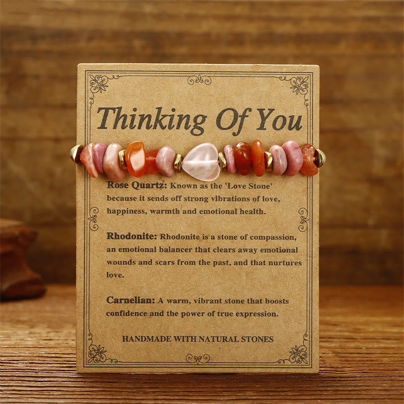 Fortune Jewel Thinking Of You Rose Quartz Rhodonite Carnelian Relationships Bracelet