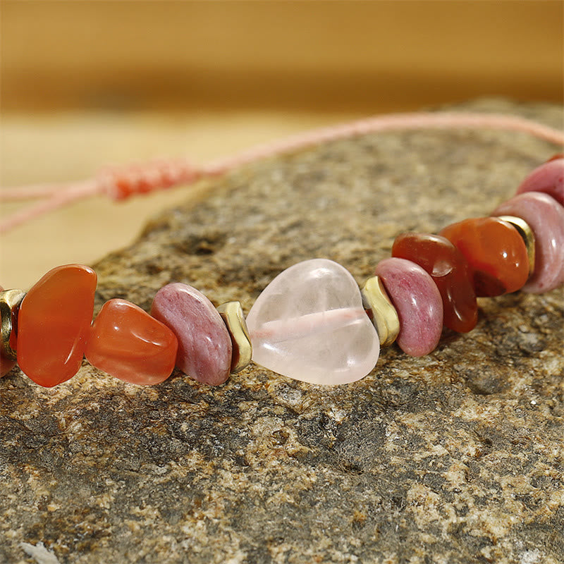 Fortune Jewel Thinking Of You Rose Quartz Rhodonite Carnelian Relationships Bracelet