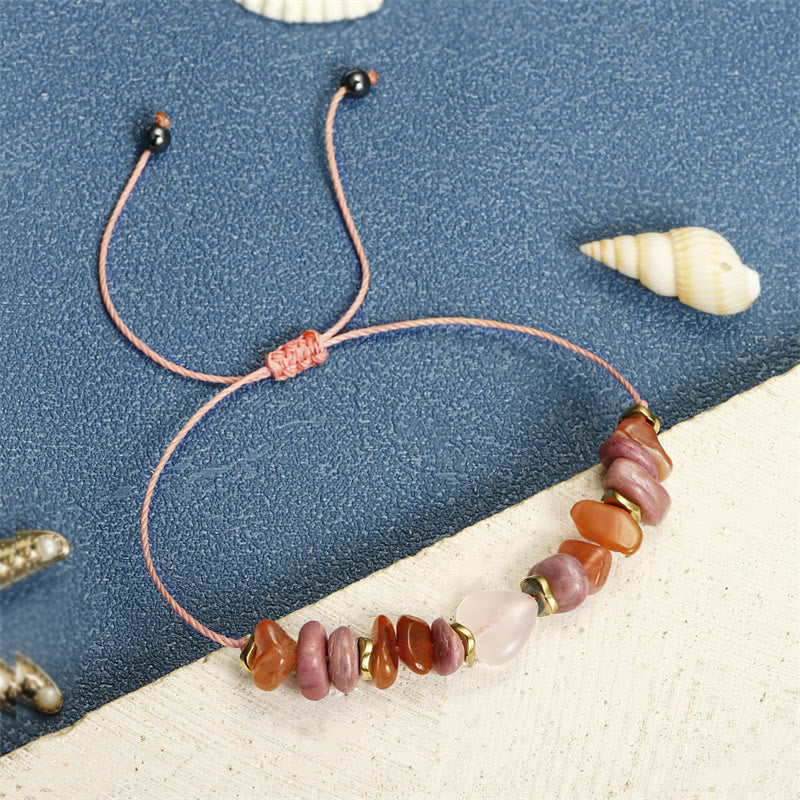 Fortune Jewel Thinking Of You Rose Quartz Rhodonite Carnelian Relationships Bracelet