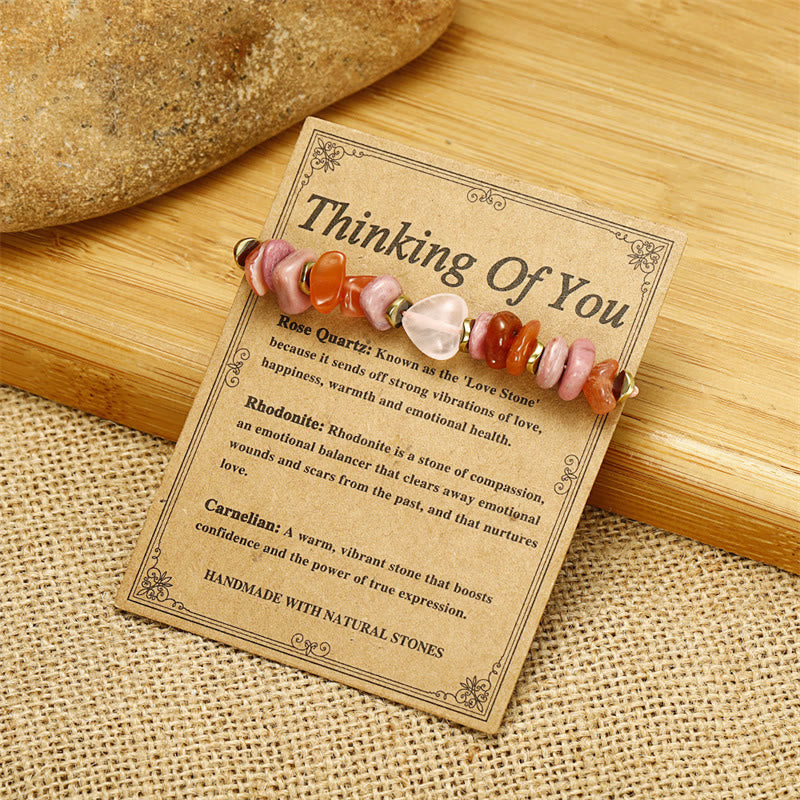 Fortune Jewel Thinking Of You Rose Quartz Rhodonite Carnelian Relationships Bracelet