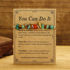 Fortune Jewel You Can Do It Green Aventurine Tiger Eye Carnelian Luck Bracelet