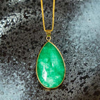 Fortune Jewel Green Jade Water Drop Pattern Abundance Necklace Pendant