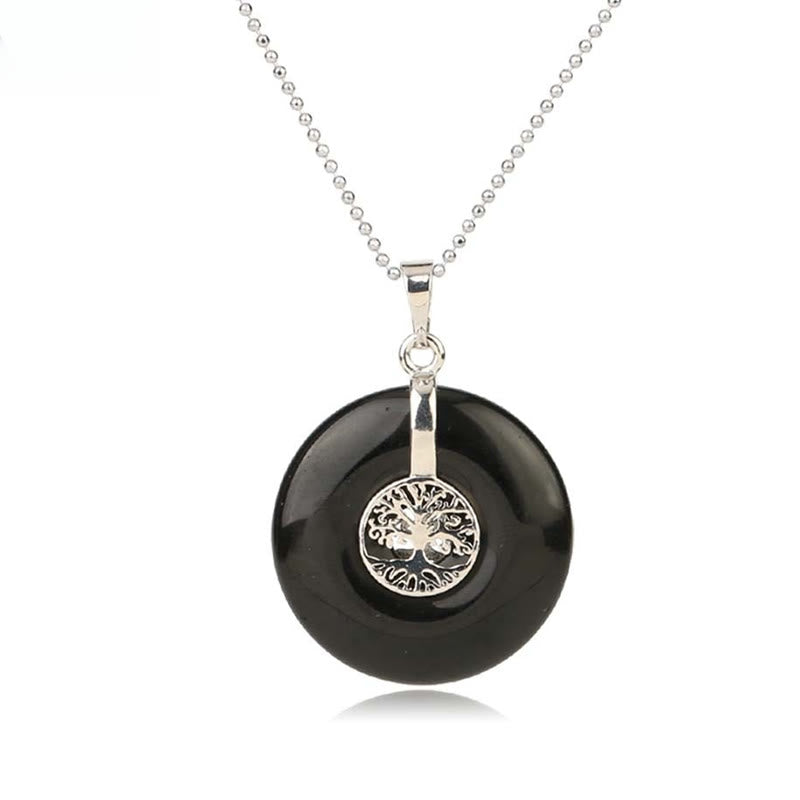Fortune Jewel Various Crystal Rose Quartz Green Aventurine Amethyst The Tree of Life Kindness Necklace Pendant