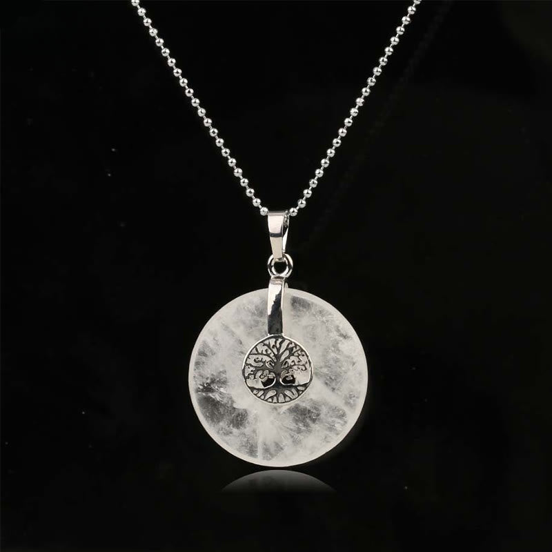 Fortune Jewel Various Crystal Rose Quartz Green Aventurine Amethyst The Tree of Life Kindness Necklace Pendant