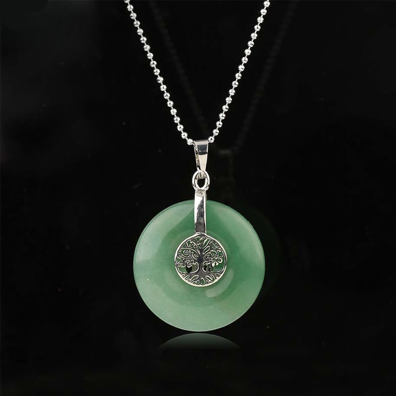 Fortune Jewel Various Crystal Rose Quartz Green Aventurine Amethyst The Tree of Life Kindness Necklace Pendant