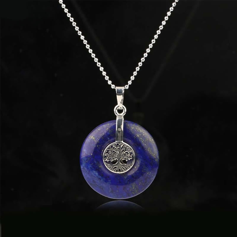 Fortune Jewel Various Crystal Rose Quartz Green Aventurine Amethyst The Tree of Life Kindness Necklace Pendant