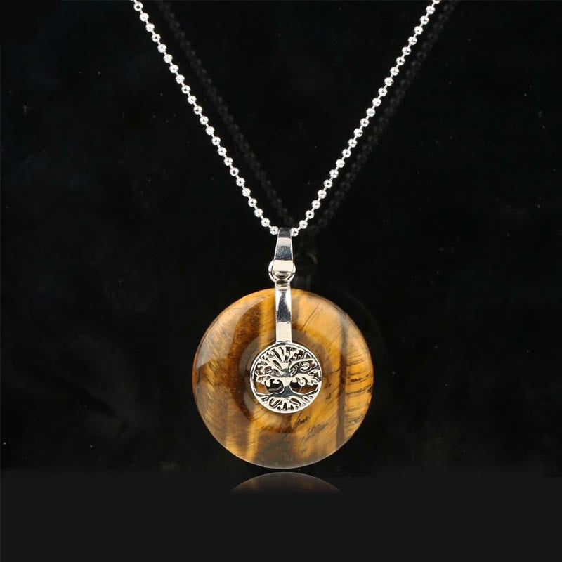 Fortune Jewel Various Crystal Rose Quartz Green Aventurine Amethyst The Tree of Life Kindness Necklace Pendant