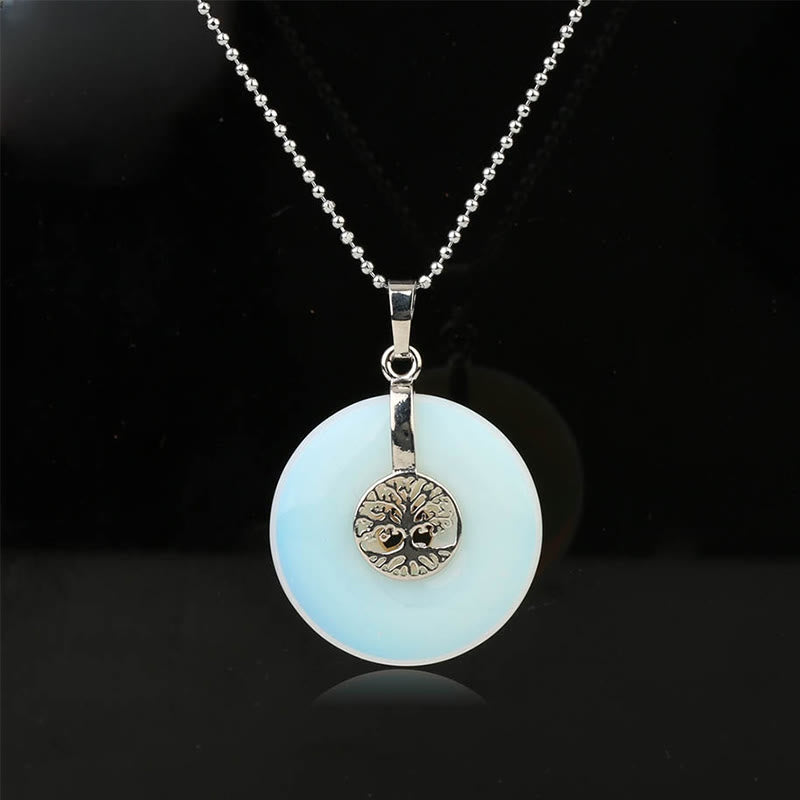 Fortune Jewel Various Crystal Rose Quartz Green Aventurine Amethyst The Tree of Life Kindness Necklace Pendant