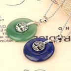 Fortune Jewel Various Crystal Rose Quartz Green Aventurine Amethyst The Tree of Life Kindness Necklace Pendant