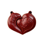 Fortune Jewel 2Pcs LOVE YOU Natural Cinnabar Love Heart String Blessing Couple Necklace Pendant