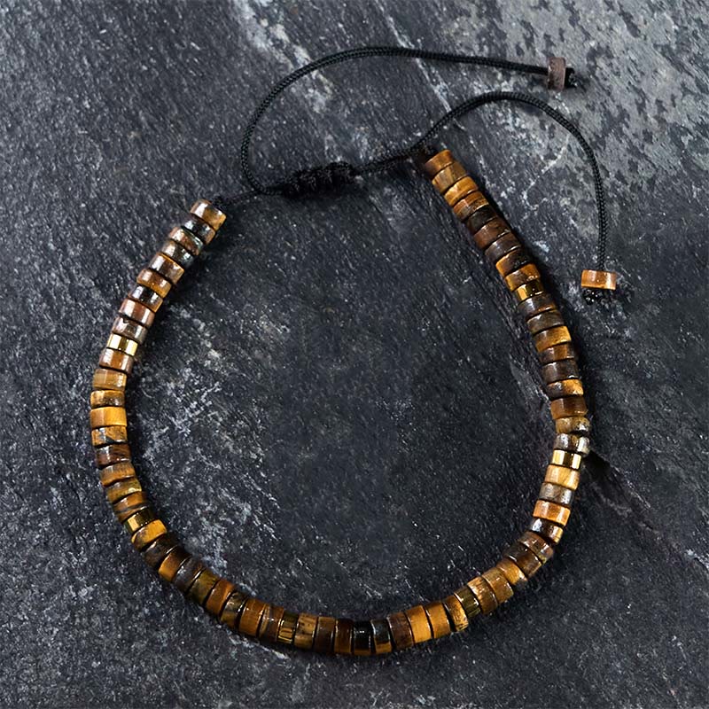 Fortune Jewel Natural Tiger Eye Spacer Bead Courage Bracelet