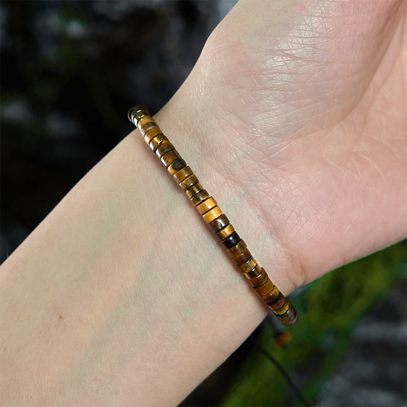 Fortune Jewel Natural Tiger Eye Spacer Bead Courage Bracelet