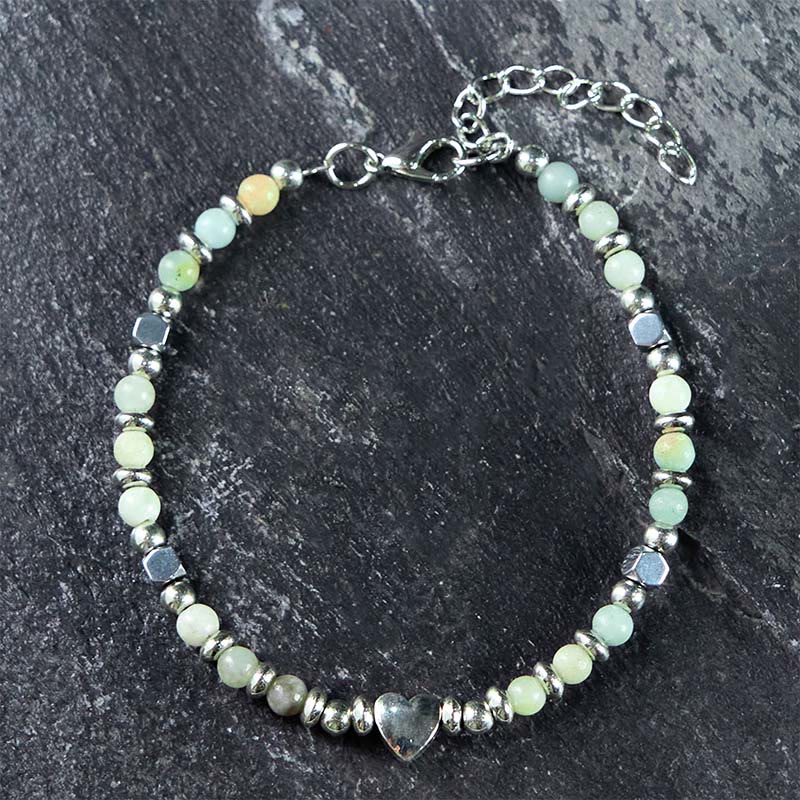 Fortune Jewel Natural Stone Amazonite Amethyst Lazurite Rose Quartz Heart Positive Balance Bracelet