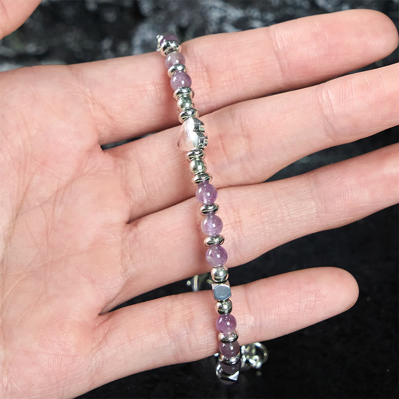 Fortune Jewel Natural Stone Amazonite Amethyst Lazurite Rose Quartz Heart Positive Balance Bracelet