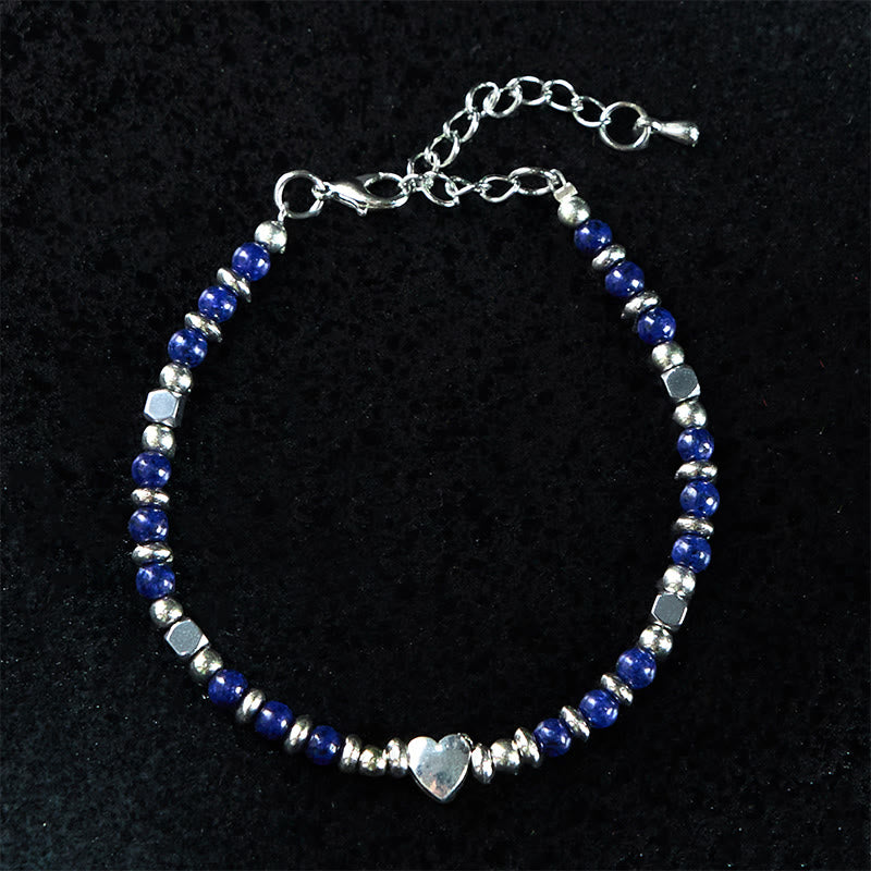 Fortune Jewel Natural Stone Amazonite Amethyst Lazurite Rose Quartz Heart Positive Balance Bracelet