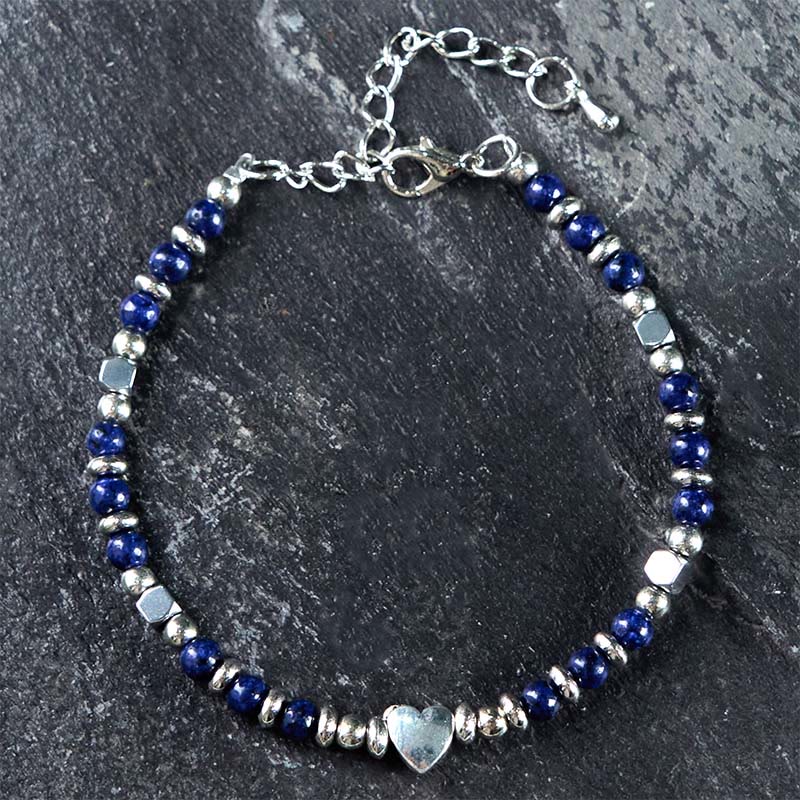 Fortune Jewel Natural Stone Amazonite Amethyst Lazurite Rose Quartz Heart Positive Balance Bracelet