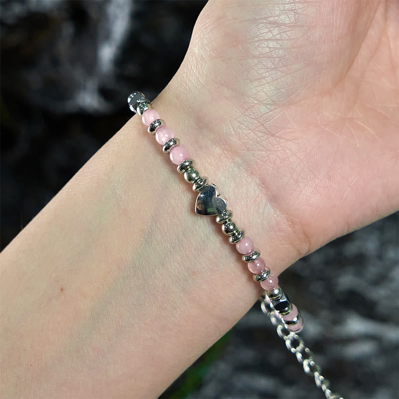 Fortune Jewel Natural Stone Amazonite Amethyst Lazurite Rose Quartz Heart Positive Balance Bracelet