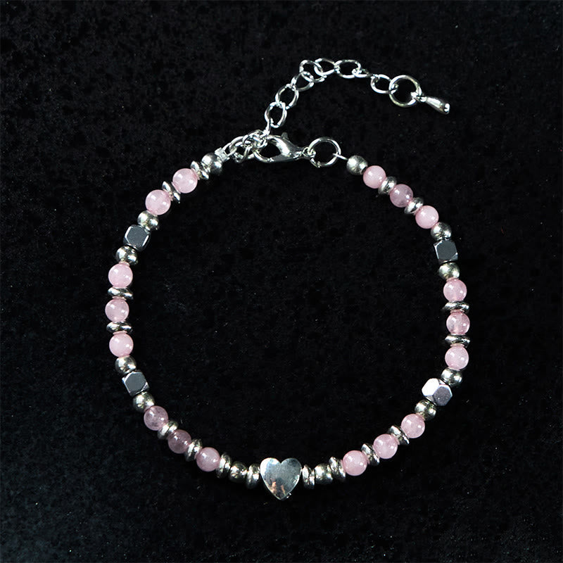Fortune Jewel Natural Stone Amazonite Amethyst Lazurite Rose Quartz Heart Positive Balance Bracelet