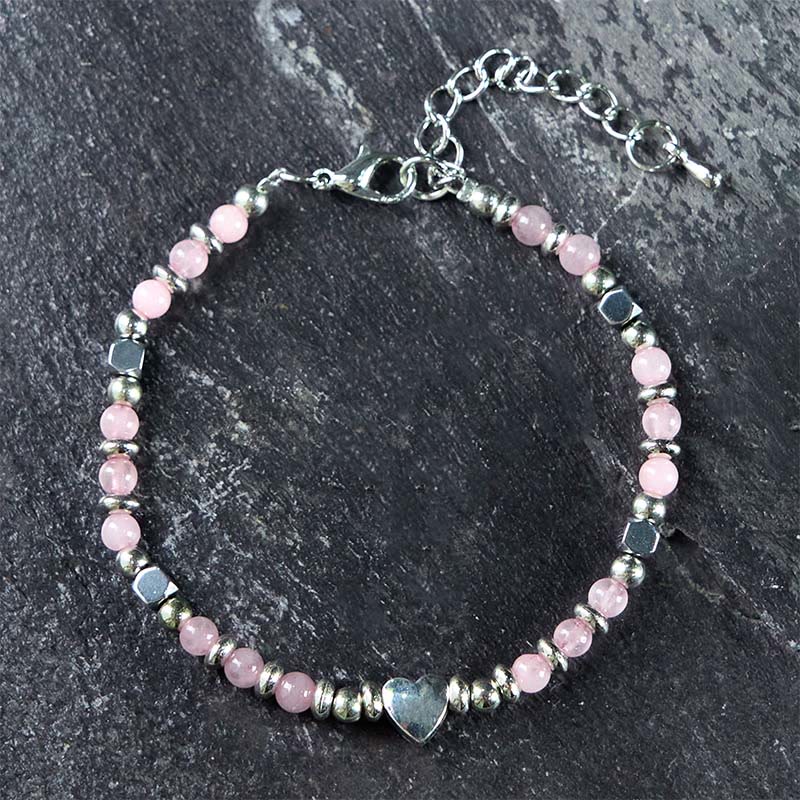 Fortune Jewel Natural Stone Amazonite Amethyst Lazurite Rose Quartz Heart Positive Balance Bracelet