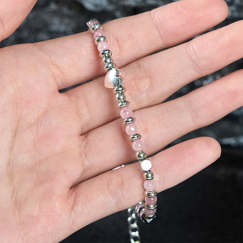 Fortune Jewel Natural Stone Amazonite Amethyst Lazurite Rose Quartz Heart Positive Balance Bracelet