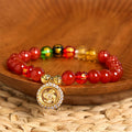 Fortune Jewel Red Agate Om Mani Padme Hum Five Directions Gods of Wealth Zircon Cyclone Charm Self-acceptance Bracelet