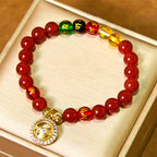Fortune Jewel Red Agate Om Mani Padme Hum Five Directions Gods of Wealth Zircon Cyclone Charm Self-acceptance Bracelet