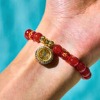Fortune Jewel Red Agate Om Mani Padme Hum Five Directions Gods of Wealth Zircon Cyclone Charm Self-acceptance Bracelet
