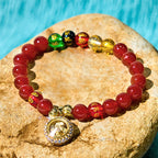 Fortune Jewel Red Agate Om Mani Padme Hum Five Directions Gods of Wealth Zircon Cyclone Charm Self-acceptance Bracelet