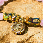 Fortune Jewel Pink Crystal Color Change Double PiXiu Cyclone Charm Warmth Bracelet