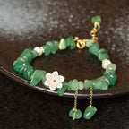 Fortune Jewel Natural Strawberry Quartz Green Strawberry Quartz Super Seven Crystal Flower Healing Bracelet