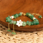 Fortune Jewel Natural Strawberry Quartz Green Strawberry Quartz Super Seven Crystal Flower Healing Bracelet