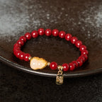 Fortune Jewel Cinnabar Gourd Fu Character Charm Blessing Bracelet