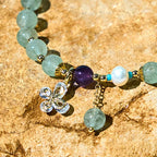 Fortune Jewel Natural Strawberry Quartz Green Strawberry Quartz Butterfly Charm Love Bracelet