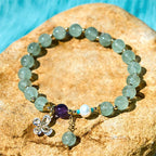 Fortune Jewel Natural Strawberry Quartz Green Strawberry Quartz Butterfly Charm Love Bracelet