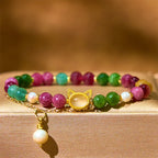 Fortune Jewel Colorful Tourmaline Lucky Cat Positive Bracelet