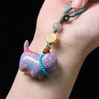 Fortune Jewel Hetian Jade Natural Sandalwood Red Sandalwood Green Sandalwood Fu Character Abundance Key Chain