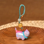 Fortune Jewel Hetian Jade Natural Sandalwood Red Sandalwood Green Sandalwood Fu Character Abundance Key Chain