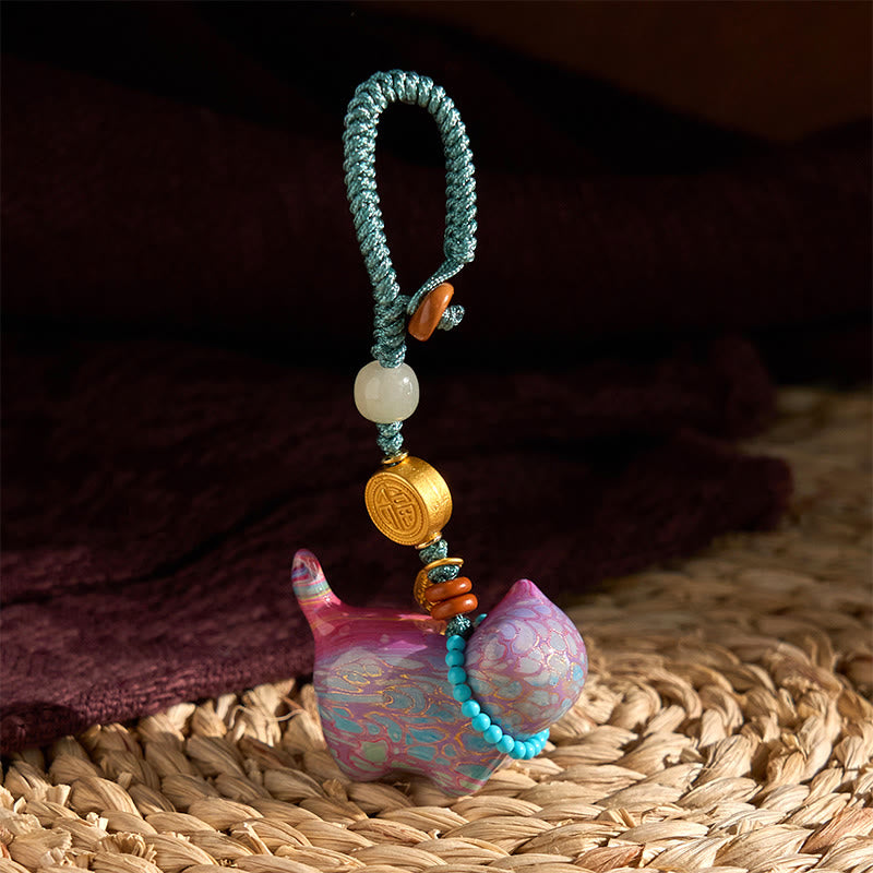 Fortune Jewel Hetian Jade Natural Sandalwood Red Sandalwood Green Sandalwood Fu Character Abundance Key Chain