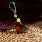 Fortune Jewel Hetian Jade Natural Sandalwood Red Sandalwood Green Sandalwood Fu Character Abundance Key Chain