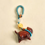 Fortune Jewel Hetian Jade Natural Sandalwood Red Sandalwood Green Sandalwood Fu Character Abundance Key Chain