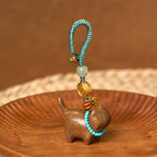 Fortune Jewel Hetian Jade Natural Sandalwood Red Sandalwood Green Sandalwood Fu Character Abundance Key Chain